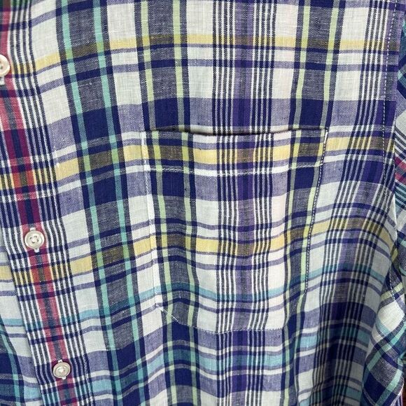 Tommy Bahama XXL Long Sleeve 100% Linen Bright Plaid - Picture 4 of 6